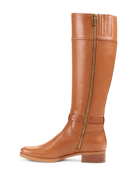 brown leather michael kors riding boots|michael kors wedge boots brown.